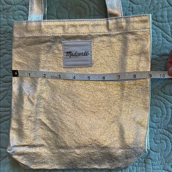 NWOT Madewell Metallic Silver Small Tote Bag - Picture 5 of 7